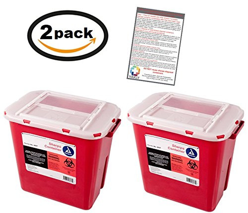 Sharps Container 2 Gallon - Plus Vakly Biohazard Disposal Guide (2 Pack) Sharps Container 2 Gallon - Plus Vakly Biohazard Disposal Guide (2 Pack)