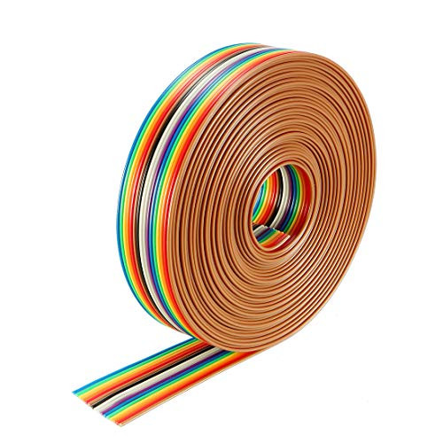 uxcell Flat Ribbon Cable 16P Rainbow IDC Wire 1.27mm Pitch 6 Meters Long
