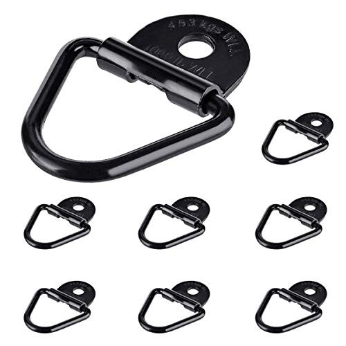 Audew Cargo Tie-Down Anchors,8PCS 2" Diameter Black Steel V-Ring Bolton Trailer Anchor, Replacement for D-Ring Plastic Flush Mount Pan Fitting Tie Down for Trailers, Trucks and Warehouses