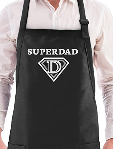 Super Dad Father's Day/Xmas Gifts - Super Hero Shield Dad Husband BBQ Chef Apron One Size Black