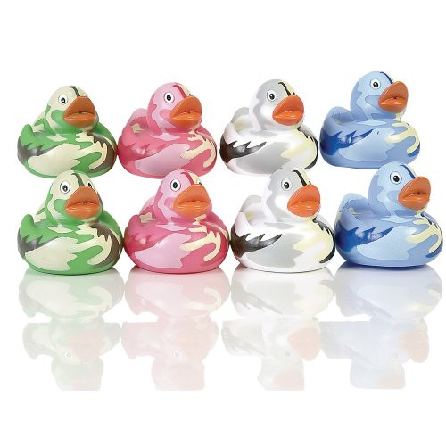 Elegant Baby Bath Time Fun Rubber Water Squirties Vinyl Zip Storage Bag, Camoflauge Duckies, Set of 8 (Discontinued by Manufacturer)
