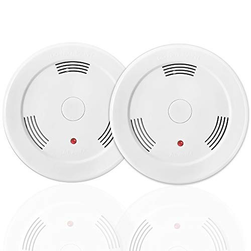 2 Pack 9V Battery Operated Smoke Detector and Fire Alarm with Photoelectric Sensor,Easy to Install with Test Button