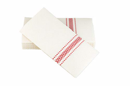 ClassicPoint Dinner Napkins RED Bistro Stripe  Decorative & Disposable Bistro Napkins  Soft, Absorbent & Durable (15.5x15.5  Box of 50)