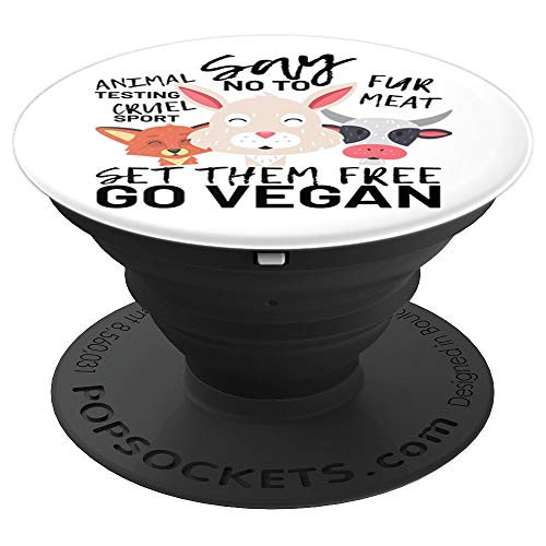Go Vegan Set Them Free Stop Animal Suffering PopSockets Grip and Stand for Phones and Tablets