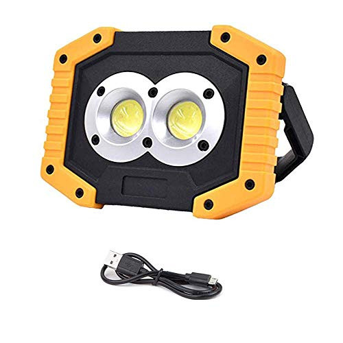 BESTSUN LED Work Light Rechargeable, 2X COB 20W 3000 Lumen Flood Lights Portable Waterproof Super Bright Work Lights for Outdoor Camping Hiking Emergency Car Repairing and Job Site Lighting