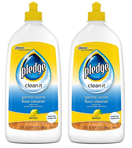 Pledge Gentle Wood Floor Cleaner, Lemon Scent, 27 Ounces (2 Pack)