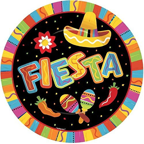 Fiesta Fun Cinco de Mayo Party Round Dinner Plates Tableware, Paper, 10 (24 Pack)