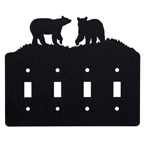 Bear Quadruple Toggle Light Switch Wall Plate (Quadruple Toggle, Black)