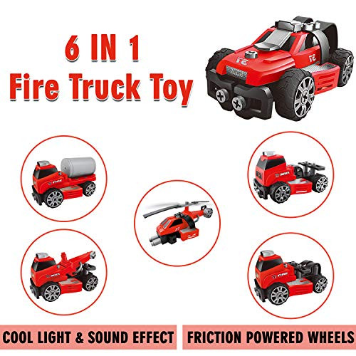 Toy To Enjoy 6-in-1 Take Apart Fire Truck Toy - Builds Emergency Rescue Vehicle, Fire Truck, Car & Helicopter - STEM Learning Toy & DIY Building Play Set for Kids Toy To Enjoy 6-in-1 Take Apart Fire Truck Toy - Builds Emergency Rescue Vehicle, Fire Truck, Car & Helicopter - STEM Learning Toy & DIY Building Play Set for Kids