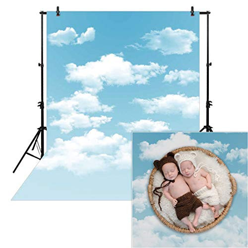 Allenjoy 5x7ft Spring Photography Blue Sky Backdrop White Cloud Newborn Baby Children Kids Cartoon Background Polyester Props Photocall Photobooth Photo Studio