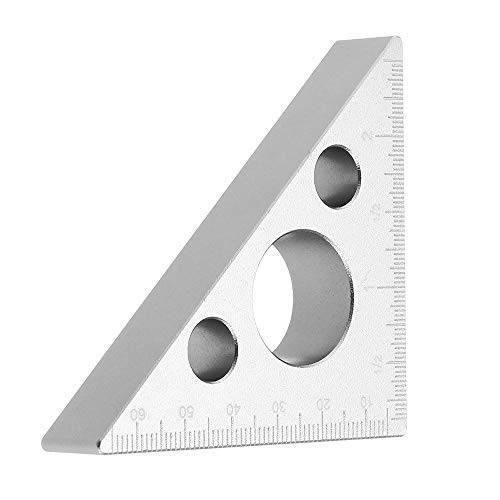 45 Degree Aluminum Alloy Angle Ruler Inch Metric Triangle Ruler Carpenter's Workshop Woodworking Square Multifunction Tool (S)