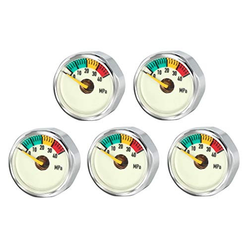 uxcell Diving Pressure Gauge, 40MPA M8 Luminous Pony Bottle High Pressure Mini Manometer Universal Gauges for Scuba Diving,5pcs