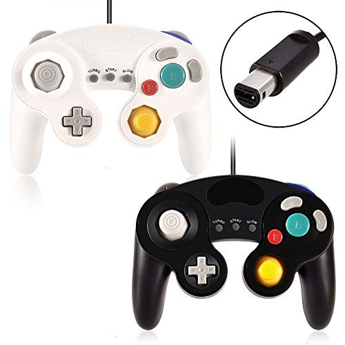 VOYEE Gamecube Controller,2 Packs Wired Gamepad Controller Compatible for Nintendo Gamecube Wii U PC Switch Wii with Turbo and Slow Function (White & Black)