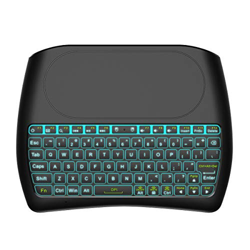 Backlit Mini Wireless Keyboard with Touchpad by Tripsky, 2.4GHz Colorful D8 Mini Keyboard,Handheld Remote for Android TV Box, Windows PC, HTPC, IPTV, Raspberry Pi, Xbox 360, PS3, PS4 (Black)