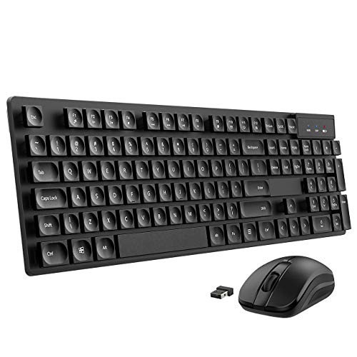 TOPELEK Upgraded Wireless Keyboard and Mouse Combo, Water-Dropping Keycaps Design, 104 Full Size Keyboard and Mute Mouse with 32ft Wireless Connection, USB Receiver, Supports Windows XP/VISTA/7/8/10