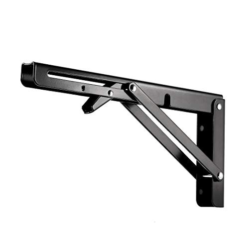 uxcell Folding Bracket 10 inch 250mm for Shelves Table Desk Wall Mounted Support Collapsible Long Release Arm Space Saving Carbon Steel 2pcs
