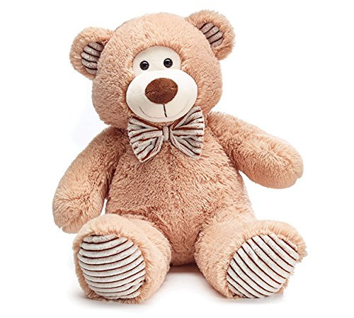 Burton plus burton Plush Honey Beige Fur and Corduroy Teddy Bear - 14 inch sitting