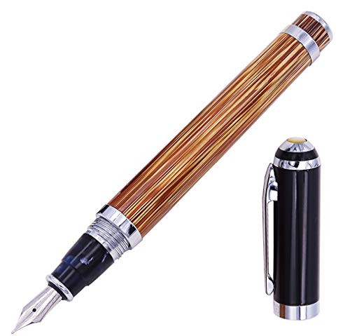 Duke Fountain Pen 552 Natural Handcrafted Bamboo Vintage Wood Collection with Ink Refill Converter, Medium Nib Writing Gift Pen
