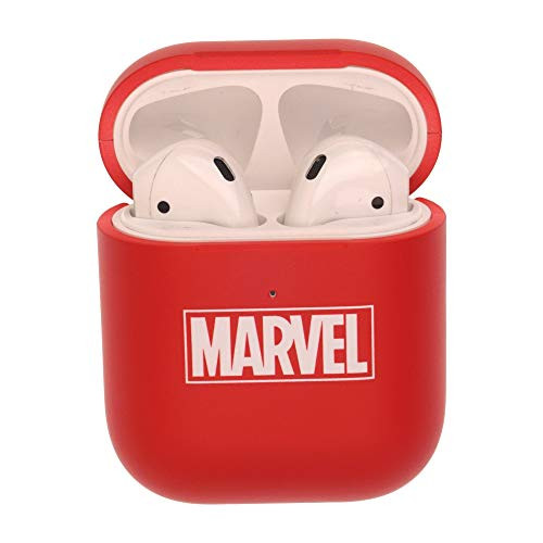 Marvel Avengers AirPods Case Protective Hard PC Shell Cover [Front LED Visible] Accessories Compatible with Apple Airpods 1 & AirPods 2 - Marvel Logo Red