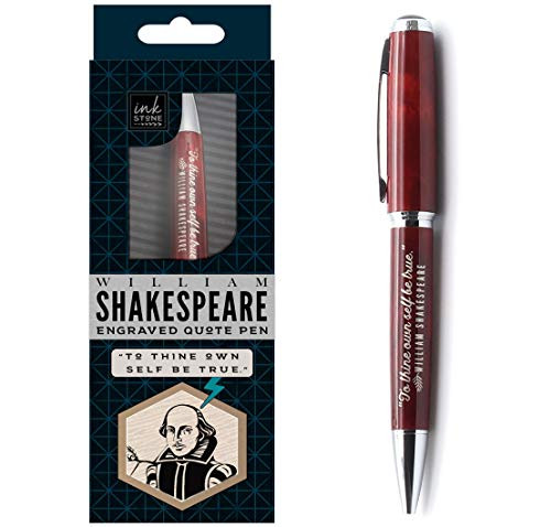 William Shakespeare Engraved Inspirational Quote Pen - To Thine Own Self Be True. - Literary Gifts for Writers Authors Readers Actors Librarians English Teachers