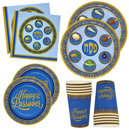 Gift Boutique Passover Disposable Paper Tableware Set 24 9 Seder Plates 24 7 Plates 24 9 Oz Cups and 50 Luncheon Napkins for Party Supplies Decorations Gift Boutique Passover Disposable Paper Tableware Set 24 9 Seder Plates 24 7 Plates 24 9 Oz Cups and 50 Luncheon Napkins for Party Supplies Decorations