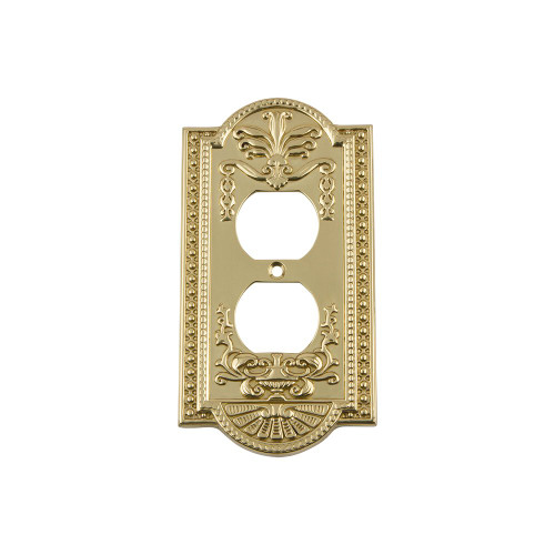Nostalgic Warehouse 719932 Meadows Switch Plate with Outlet, Polished Brass