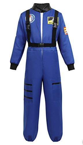 Halloween Astronaut Costume for Kids Role Play Child NASA Flight Jumpsuit Costumes Blue 2XL
