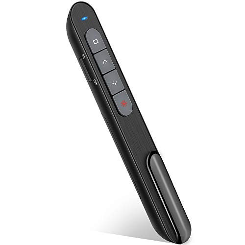 Wireless Presenter, EIGBIT Rechargeable Hyperlink Volume Control Presentation Clicker RF 2.4GHz USB Remote Control PowerPoint PPT Clicker Red Light