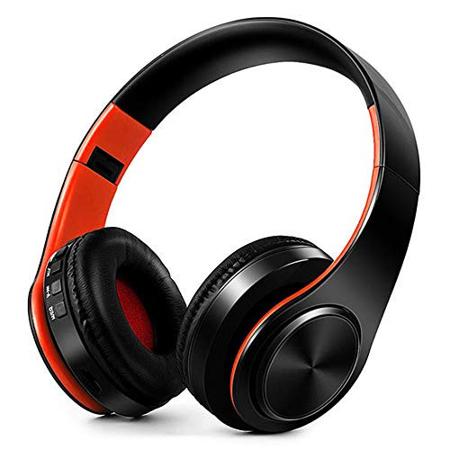 FARVOICE Bluetooth Headphones On Ear Stereo Wireless Headset Wireless Headphone Headset with Microphone for PC/Cell Phones/TV (Orange-Black)