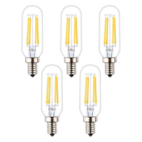 OPALRAY T8(T25) Mini Tube LED Bulb, 4W Dimmable, E12 Small Candelabra Base, 4000K Natural White Daylight, 400Lm 40W Incandescent Equivalent, Clear Glass Tubular Tip, 5 Pack