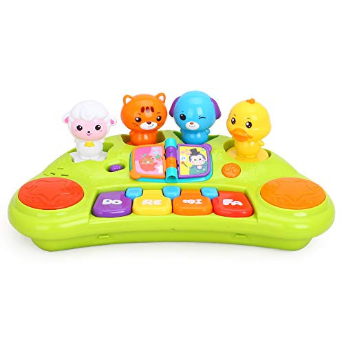 Zoostliss Baby Cute Animal Piano Keyboard Music Activity Center Infant Activity Education Toys with Lights and Sounds