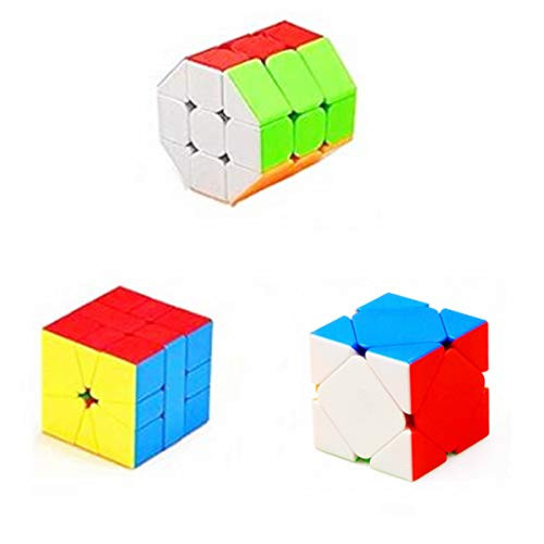 CuberSpeed Speedcubing 3 Pack Bundle Barrel Cube stickerless & Skewb Stickerless Speed Cube & Cubing Classroom SQ-1 Stickerless Magic Cube