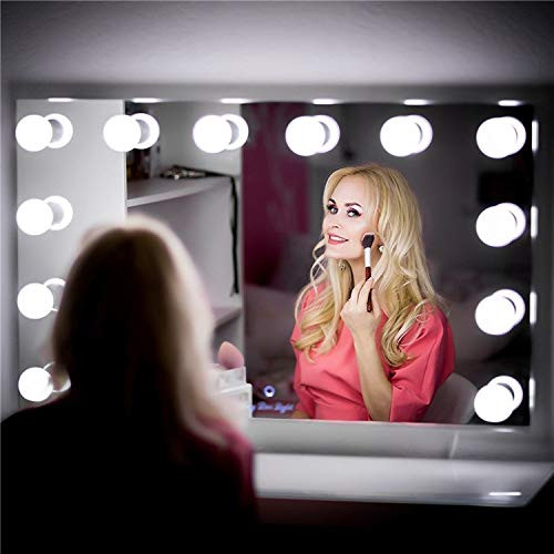 Hollywood Style LED Vanity Mirror Lights Kit with 10 Dimmable Light Bulbs for Makeup Dressing Table and Power Supply Plug in Lighting Fixture Strip  Vanity Mirror Light  White (No Mirror Included)