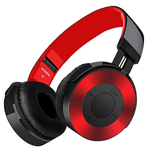 FARVOICE Bluetooth Headphone On Ear Noise Cancelling Stereo Wireless Headset Wireless Headphone Headset with Microphone for PC/Smartphone/TV (Red)