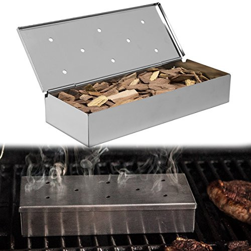 Mr. Bar-B-Q 2 Pack Stainless Steel Wood Chip Smoker Boxes Propane Gas and Charcoal Grill
