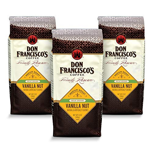 Don Francisco's Decaf Vanilla Nut Flavored, Ground Coffee, 100% Arabica, (3 x 12-ounce bags)