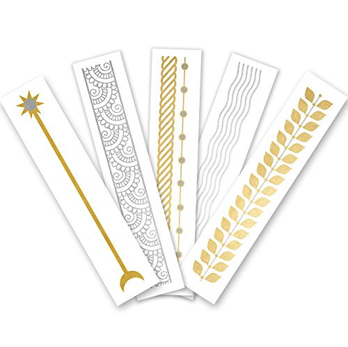 Arm Party Variety Set of 25 assorted premium waterproof bracelet metallic gold & silver jewelry temporary foil party Flash Tattoos, bracelet tattoo, temporary tattoo, party supplies