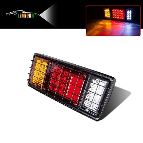 LIMICAR 40 LED Trailer Tail Light Bar Waterproof Turn Signal Brake Reverse Running Lights with Iron Net Protection Left Side for Truck Boat Trailer UTV UTE RV Camper Pickup (1 Pack)