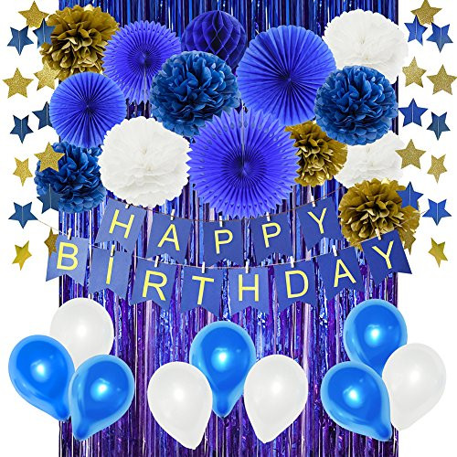 Navy Birthday Decorations for Boy 1st Birthday Party Decorations HAPPY BIRTHDAY Banner Tissue Pom Poms Blue Foil Curtains Paper Fans Blue Gold Paper Star Garland Latex Balloons Nautical Party Supplies Navy Birthday Decorations for Boy 1st Birthday Party Decorations HAPPY BIRTHDAY Banner Tissue Pom Poms Blue Foil Curtains Paper Fans Blue Gold Paper Star Garland Latex Balloons Nautical Party Supplies