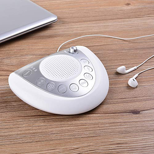 Mesqool White Noise Sound Machine for Sleeping & Relaxation, 8 Natural Soothing Sounds, Timer, 2 USB Charging Ports, Earphone Jack, Battery or Plug In, Portable Sound Therapy for Home Office or Travel
