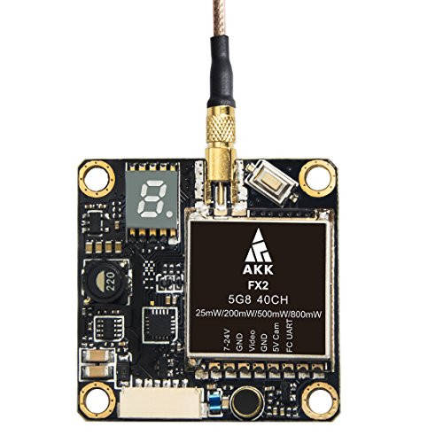 AKK FX2 5.8Ghz FPV Transmitter 25mW/200mW/500mW/800mW VTX with MMCX Support OSD Configuring via Betaflight Flight Control Board