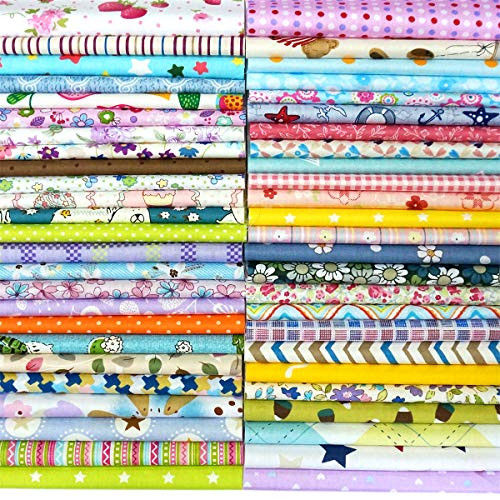 Quilting Fabric, Misscrafts 50pcs 12" x 12" (30cm x 30cm) Cotton Craft Fabric Bundle Patchwork Pre-Cut Quilt Squares for DIY Sewing Scrapbooking Quilting Dot Pattern
