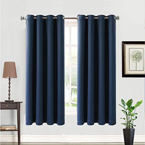 Balichun Blackout Curtains Thermal Insulated Grommets Darkening Drapes for Bedroom/Living Room (Navy Blue, W52 x L63 (2 Panels))