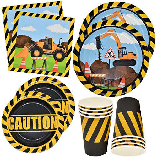 Construction Themed Birthday Party Supplies Tableware Set 24 9" Paper Dinner Plates 24 7" Dessert Plate 24 9 Oz. Cups 50 Lunch Napkins Digger Truck Bulldozer Vehicle Construction Zone Site Decorations Construction Themed Birthday Party Supplies Tableware Set 24 9" Paper Dinner Plates 24 7" Dessert Plate 24 9 Oz. Cups 50 Lunch Napkins Digger Truck Bulldozer Vehicle Construction Zone Site Decorations