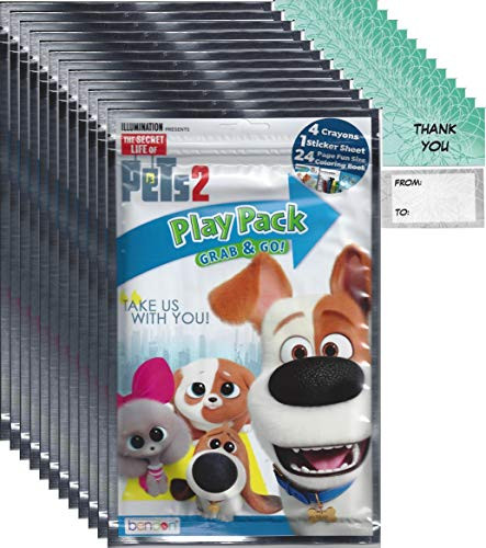 The Secret Life of Pets 2 Grab n Go Play Packs (12 Pack) Party Favors and 12"Thank You Cards
