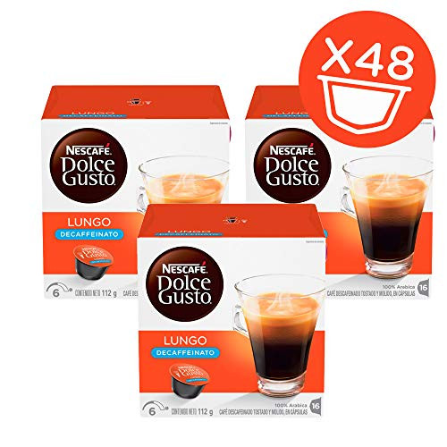 NESCAFÉ Dolce Gusto Coffee Capsules  Lungo Decaffeinato 48 Single Serve Pods, (Makes 48 Cups) 48 Count