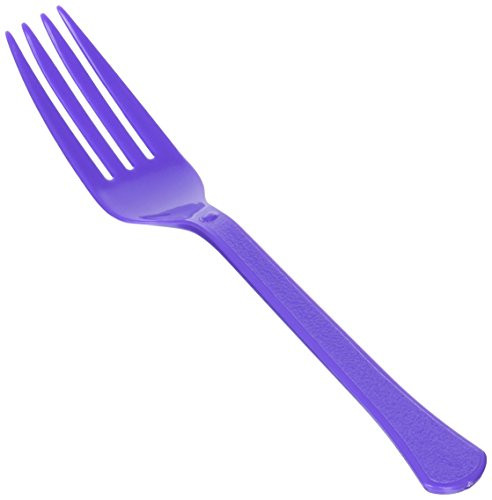 Amscan Premium Heavy Weight Plastic Forks | New Purple | Party Supply | 240 ct.
