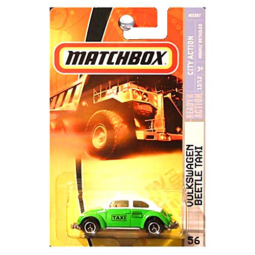 Matchbox Volkswagen VW Beetle Taxi Green And White 2008 56 City Action Series 12 of 12  1:64 Scale Collectible Die Cast Car