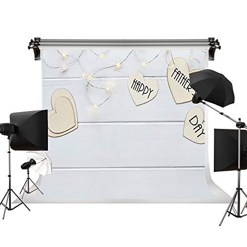 Kate 10x6.5ft/3m(W) x2m(H) Father's Day Backdrops White Wooden Background Love Heart-Shaped Backdrop Happy Father's Day Studio Photo Backdrops