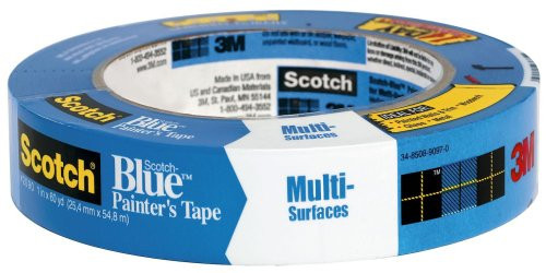 3M Scotch-Blue 2090 Safe-Release Crepe Paper Multi-Surfaces Painters Masking Tape, 27 lbs/in Tensile Strength, 60 yds Length x 1" Width, Blue (Pack of 4)